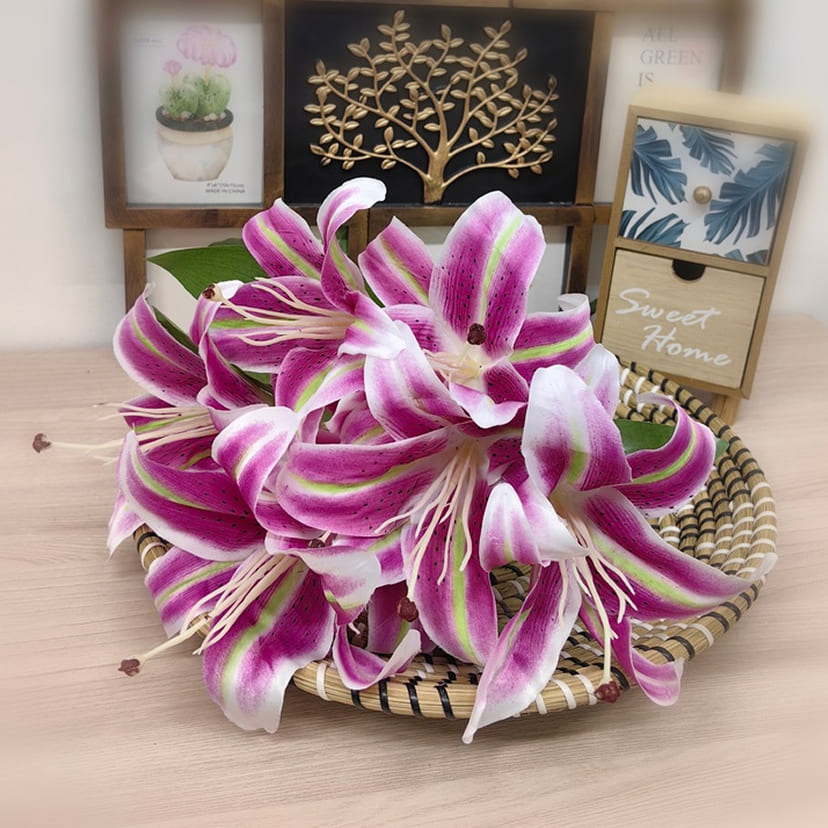 Искусственные цветы в Новосибирске | Цветы искусственные «Лилии крупные», розово-сиреневые, букет