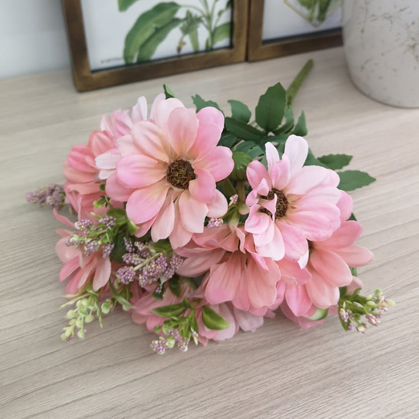 Искусственные цветы в Новосибирске | Цветы искусственные «Ромашки с бутонами», розовые, букет