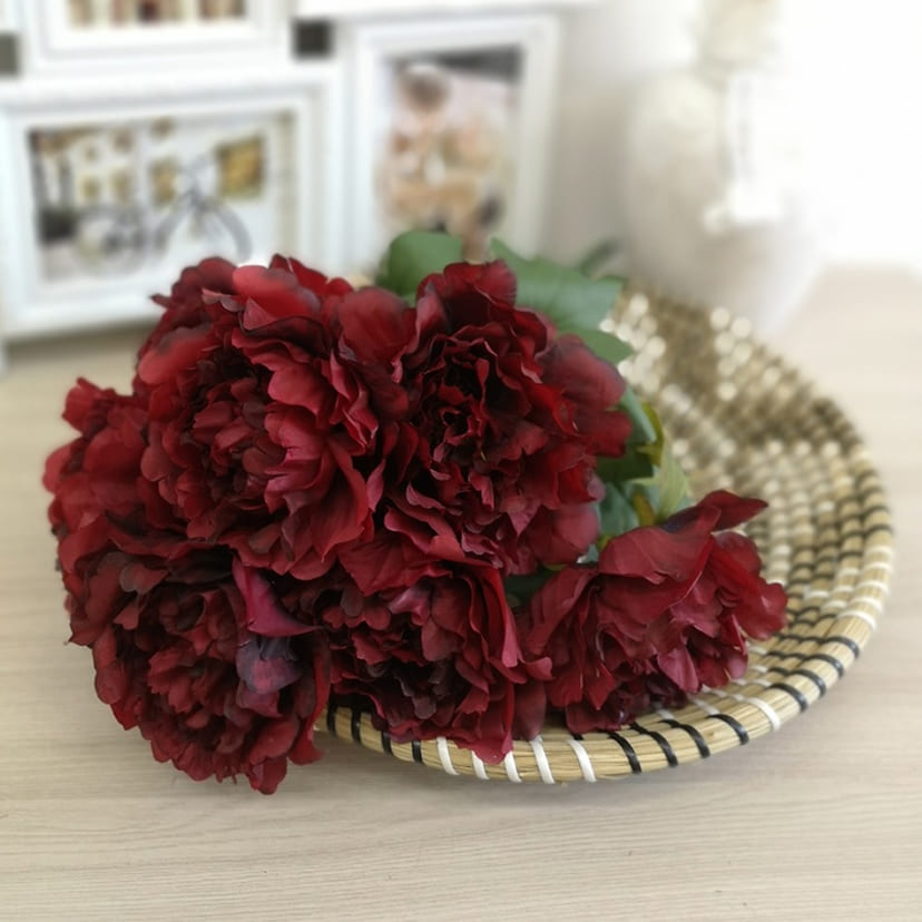 Искусственные цветы в Новосибирске | Цветы искусственные «Пионы», бордовые, букет