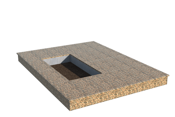 Площадки на могилу в Новосибирске | Площадка с вертикальной (15 см) облицовкой Южно-султаевским гранитом (под цветник)