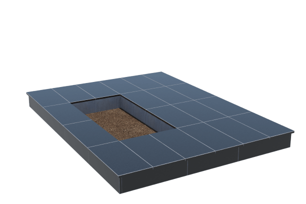 Площадки на могилу в Новосибирске | Площадка с вертикальной (15 см) облицовкой гранитом Габбро (под цветник)
