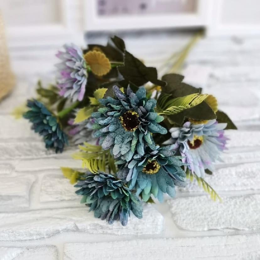 Искусственные цветы в Новосибирске | Цветы искусственные «Ромашки», фиолетово-голубые, букет