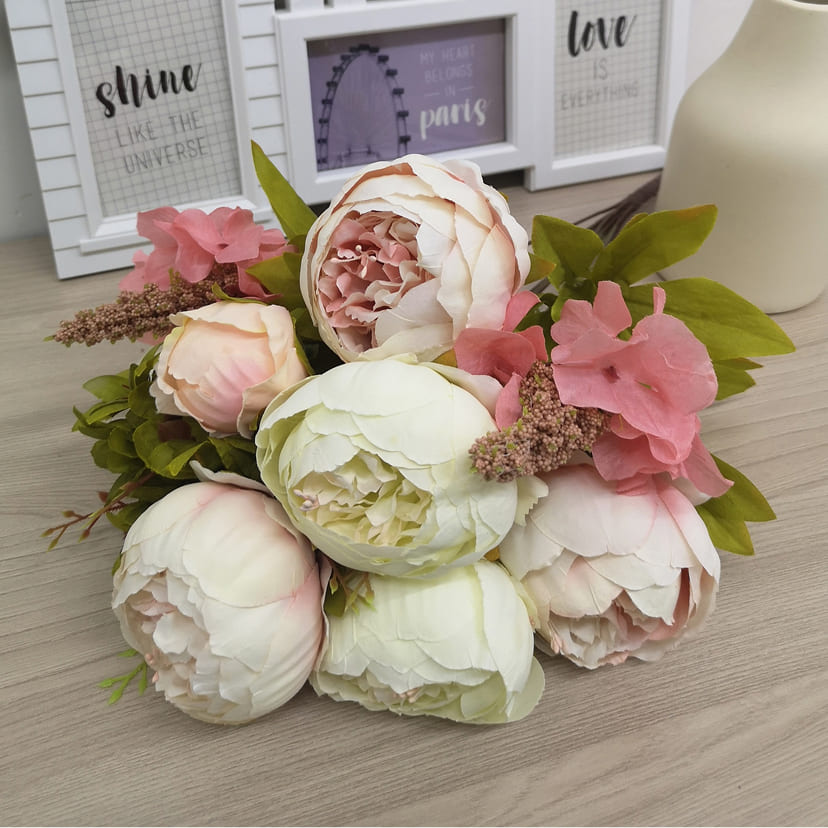 Искусственные цветы в Новосибирске | Цветы искусственные «Пионы», молочно-розовые, букет
