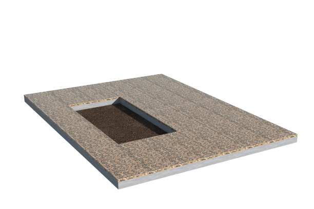 Площадки на могилу в Новосибирске | Площадка с облицовкой Южно-Султаевским гранитом (под цветник)