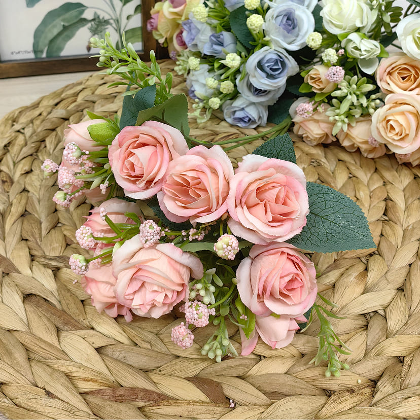 Искусственные цветы в Новосибирске | Цветы искусственные «Розы», нежно-розовые, букет