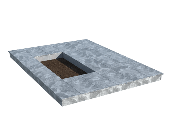 Площадки на могилу в Новосибирске | Площадка с вертикальной (10 см) мраморной облицовкой (под цветник)