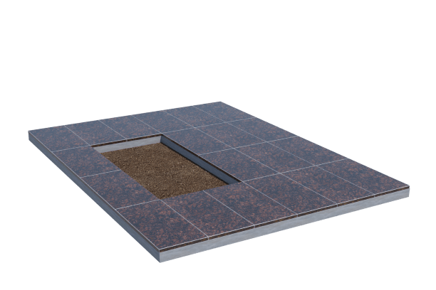 Площадки на могилу в Новосибирске | Площадка с облицовкой Дымовским гранитом (под цветник)